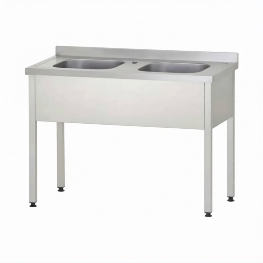 Ванна моечная ВМЦп 860х1500х700  2 м/о 300х500х500, борт, отв. д/смесит.