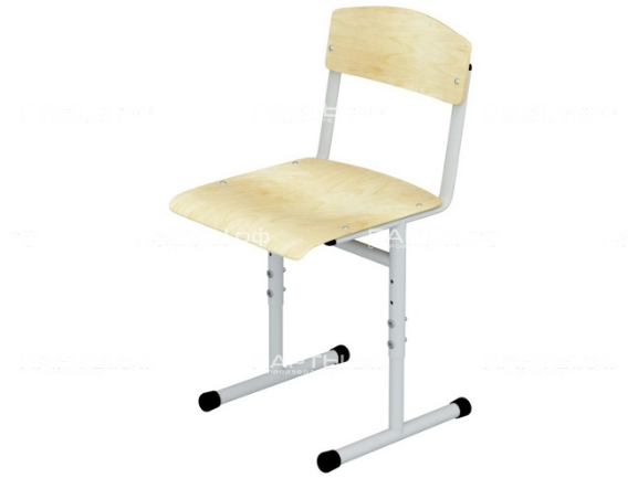 Стул школьный ученический 2-4 г/р регулируемый (фанера, м/к серый, круглая труба)