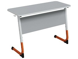 Стол 2-местный школьный 5-7 г/р "Альтер" регулируемый (серый, м/к белый/оранжевый)