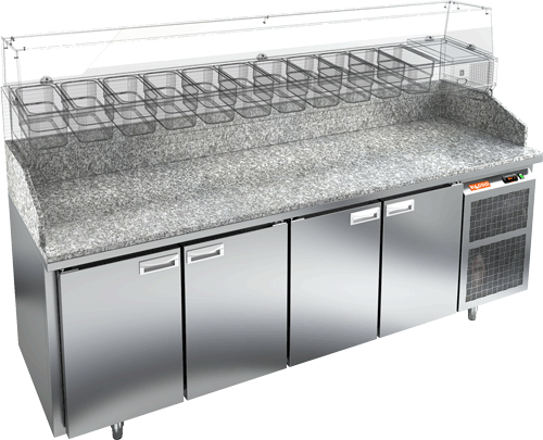 Стол охлаждаемый для пиццы HICOLD PZ3-1111/GN с гранитной столешницей без витрины
