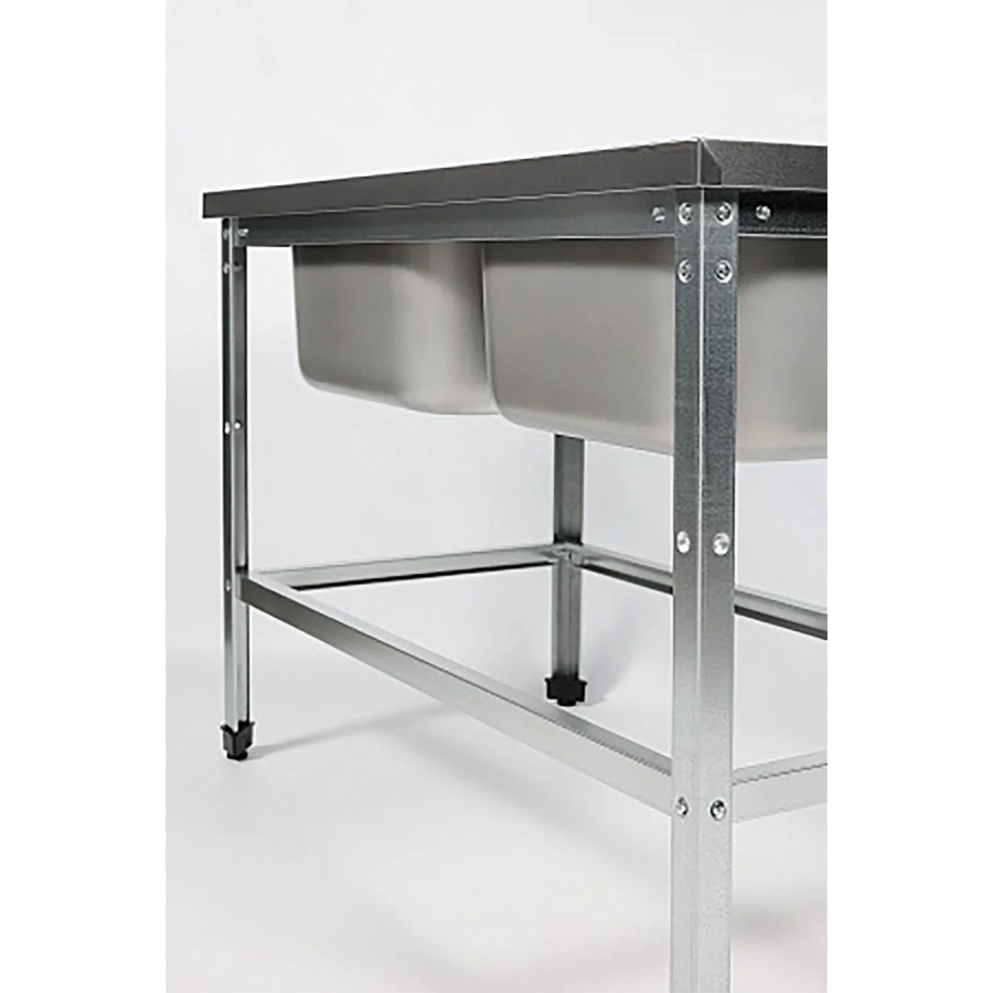 Ванна моечная двухсекционная цельнотянутая с бортом и обвязкой ВМЦ-2/12/7-БО-ЭЦ