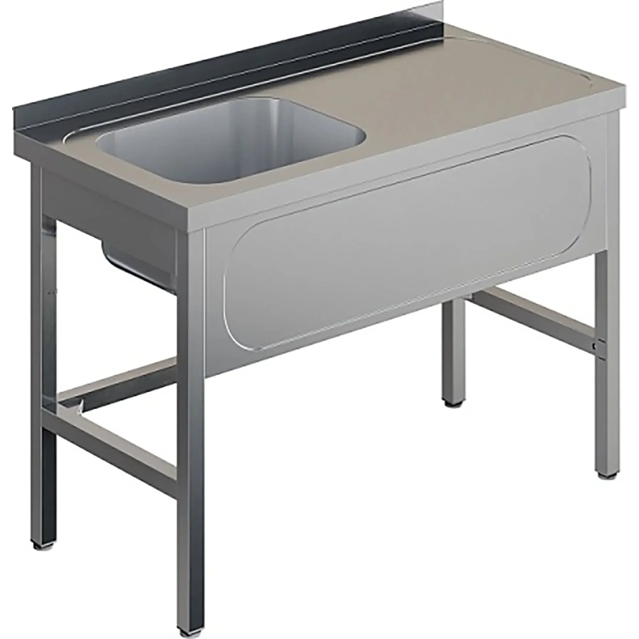 Ванна моечная цельнотянутая с рабочей поверхностью с бортом ВМЦР/1-10/7-БП