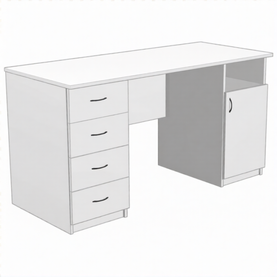 Стол рабочий с двумя тумбами СрТ-8 (ЛДСП белый)