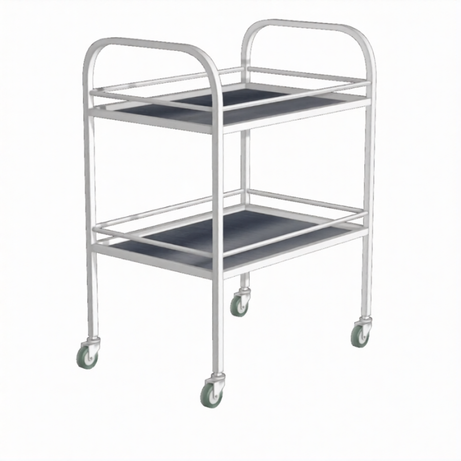 Стол инструментальный с ограждением (колеса резина) СИо (каркас белый)