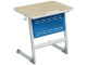 Стол 1-местный школьный 5-7 г/р "Логика" с наклоном столешницы 0-15° и перфорированным экраном (дуб "Бардолино"/синий, м/к белый)