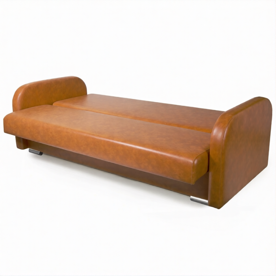 Диван-книжка раскладной ДР-2.1 с подлокотниками (кожзам Эконом коричневый)