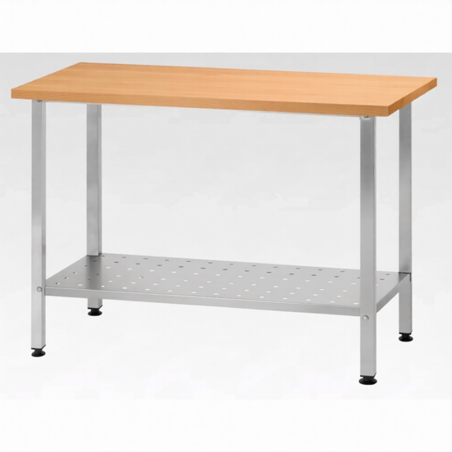 Стол кондитерский СПРн 860х1200х600 «Norma Ral» бук/40 (полка перф.; ножка проф., тр. 40)