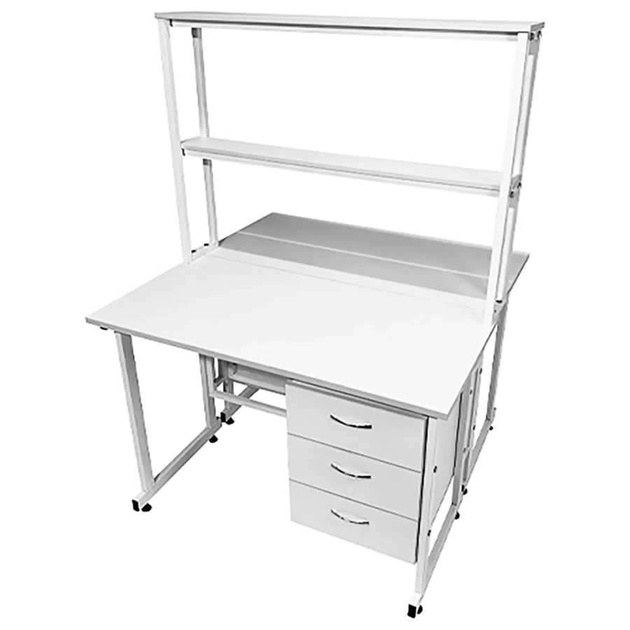 Стол лабораторный островной с надстройкой Сло 22.015 (белый)