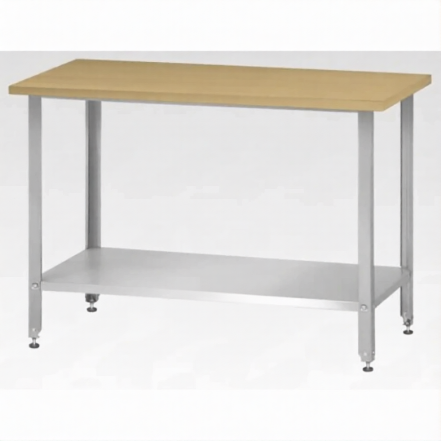 Стол кондитерский СПРн 860х1500х600 «Norma Zn» бук/40 (полка сплошная, ножка угловая)