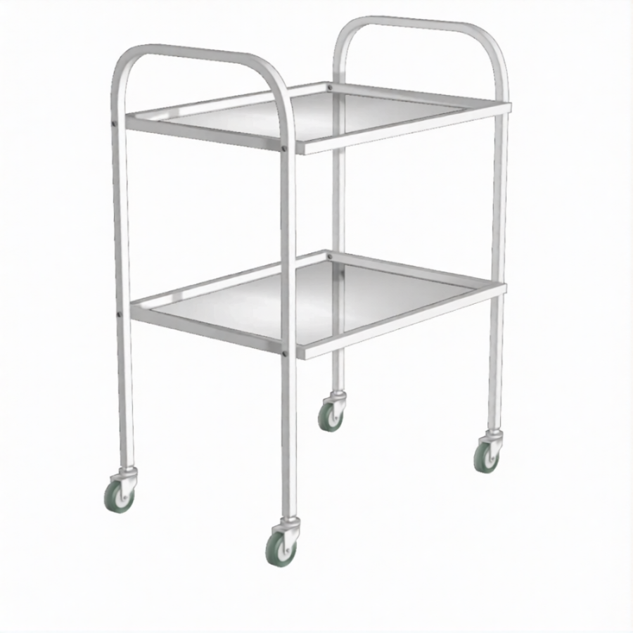 Стол инструментальный (колеса резина) СИ-2с (каркас белый)