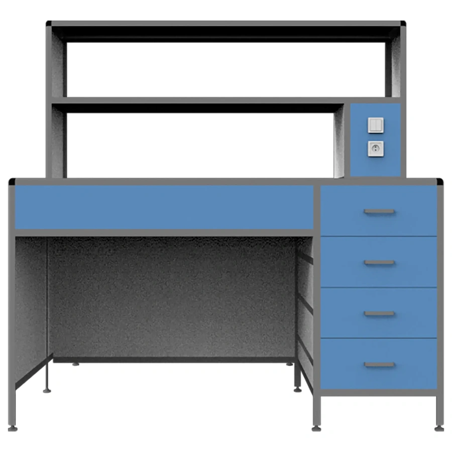 Стол лабораторный островной MED 11.002al с надстройкой (белый)